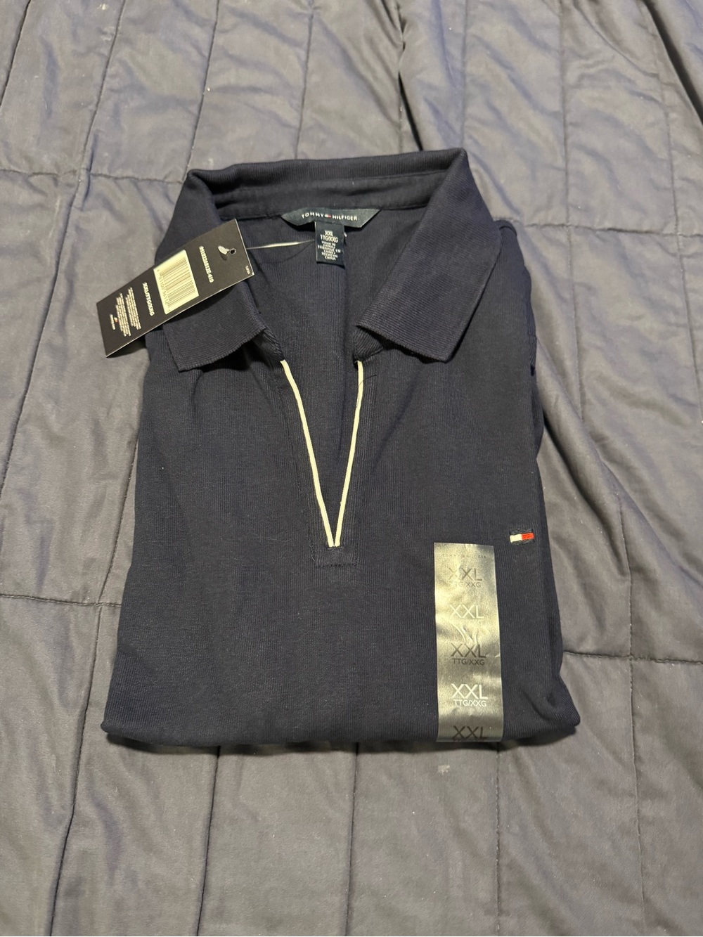 Tommy Hilfiger Navy Polo with White Contrast Trim